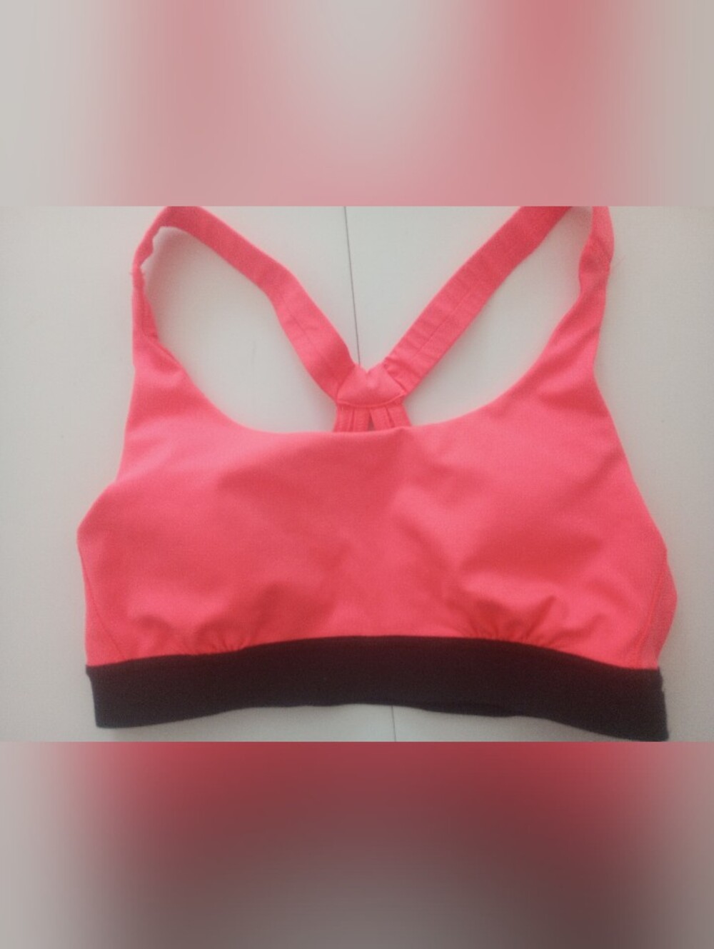 Pink Racerback Sports Bra with Black Band
